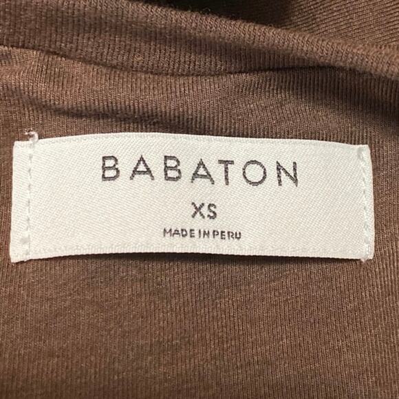 Aritzia Babaton Brown Ruched Sleeveless Racerback Mini Bodycon Tank Dress Sz XS - Picture 3 of 4